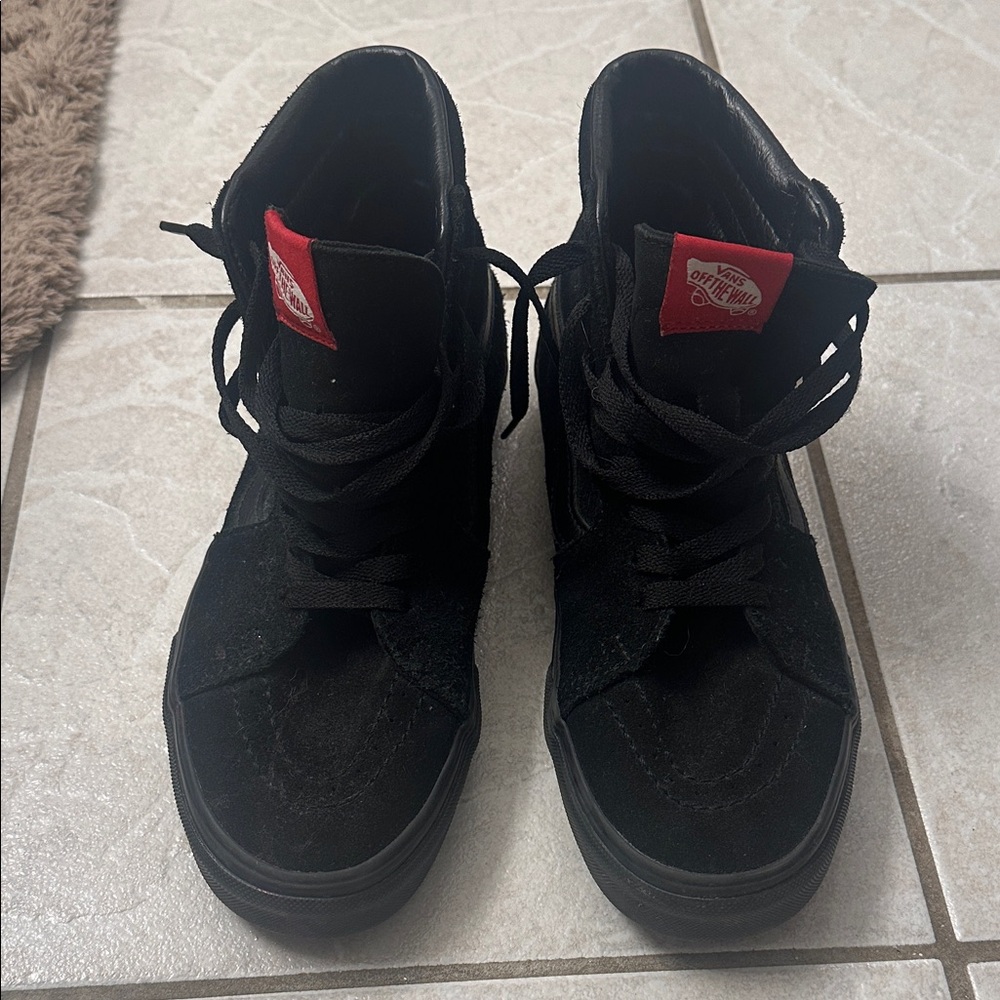 Vans Black and Red High-Top Sneakers